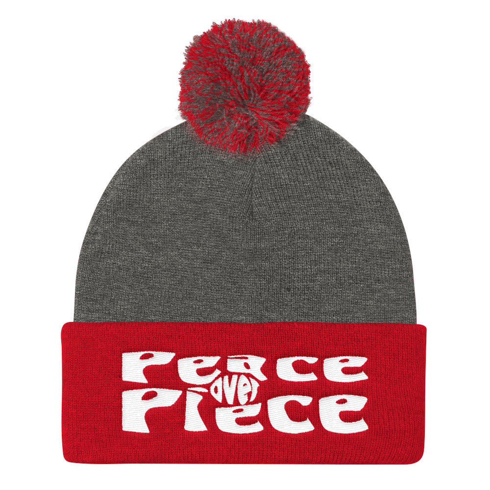 Peace Over Piece Pom Pom Knit Cap