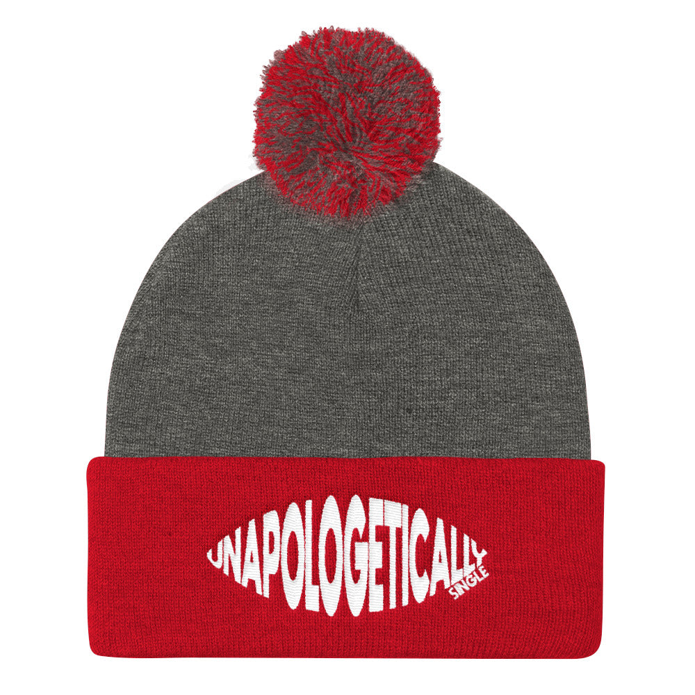 Unapologetically Single Bulging Pom Pom Knit Cap