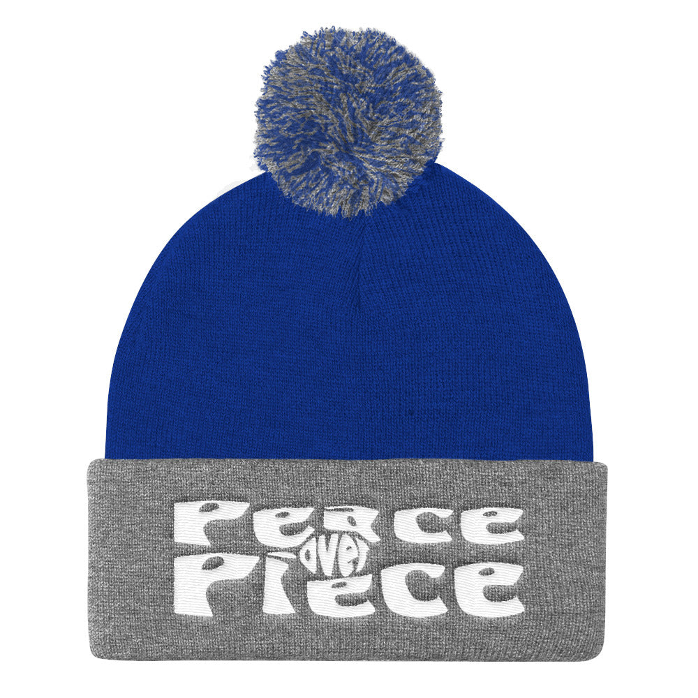 Peace Over Piece Pom Pom Knit Cap