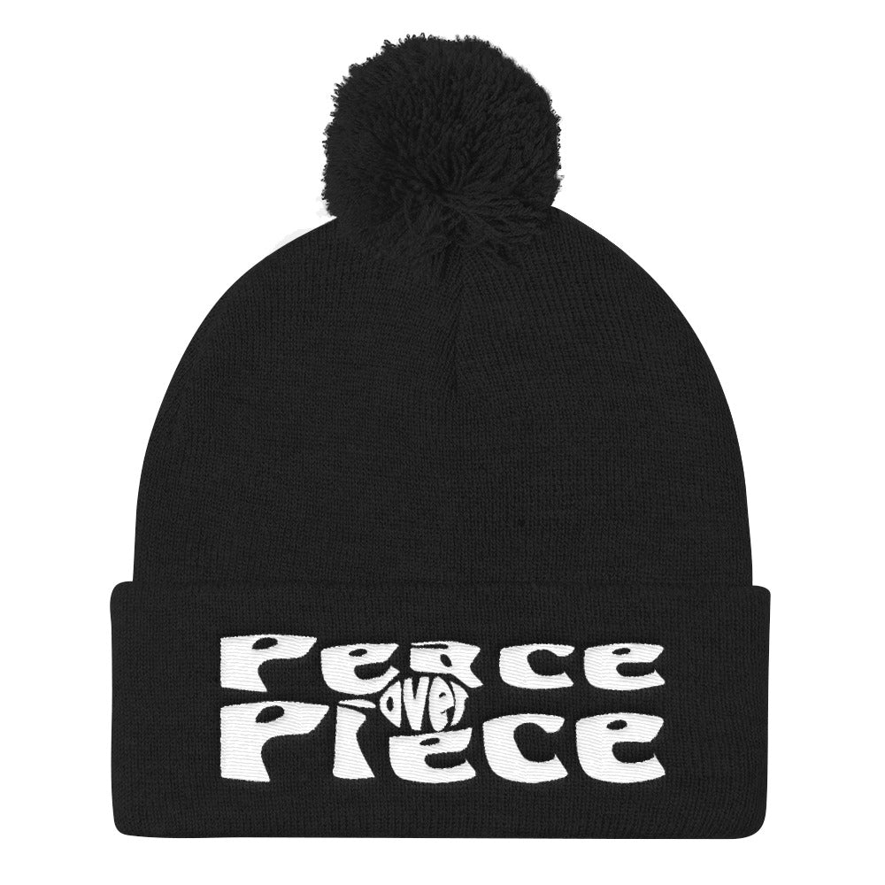 Peace Over Piece Pom Pom Knit Cap