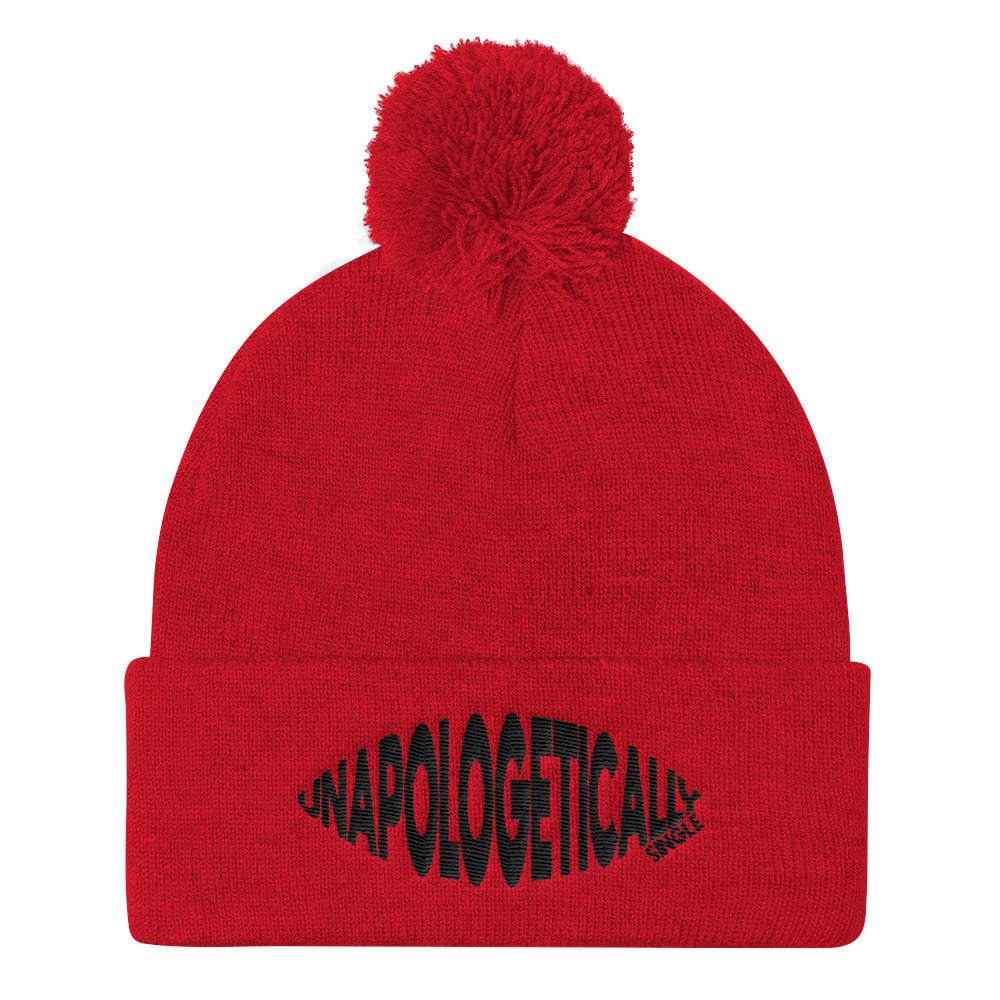 Unapologetically Single Bulging Pom Pom Knit Cap