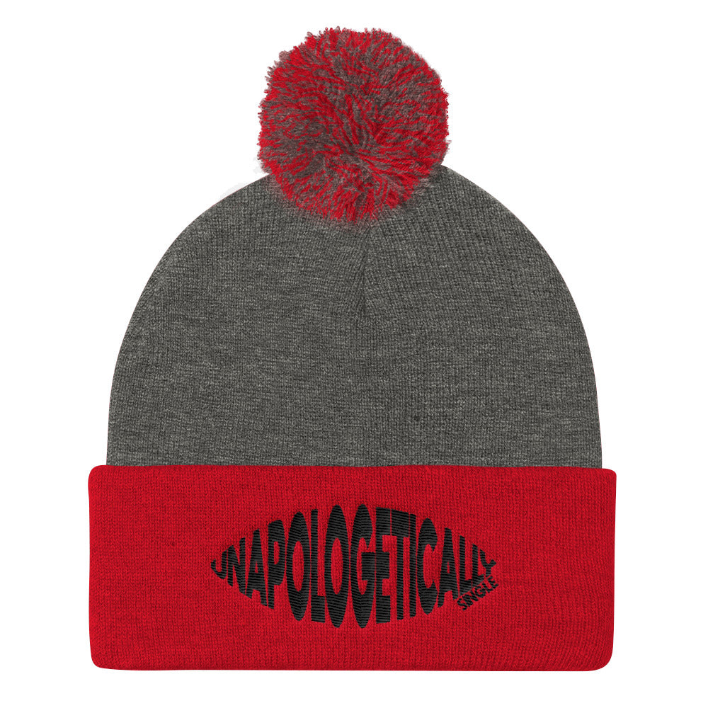 Unapologetically Single Bulging Pom Pom Knit Cap