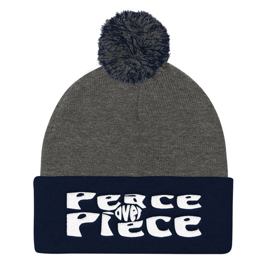 Peace Over Piece Pom Pom Knit Cap