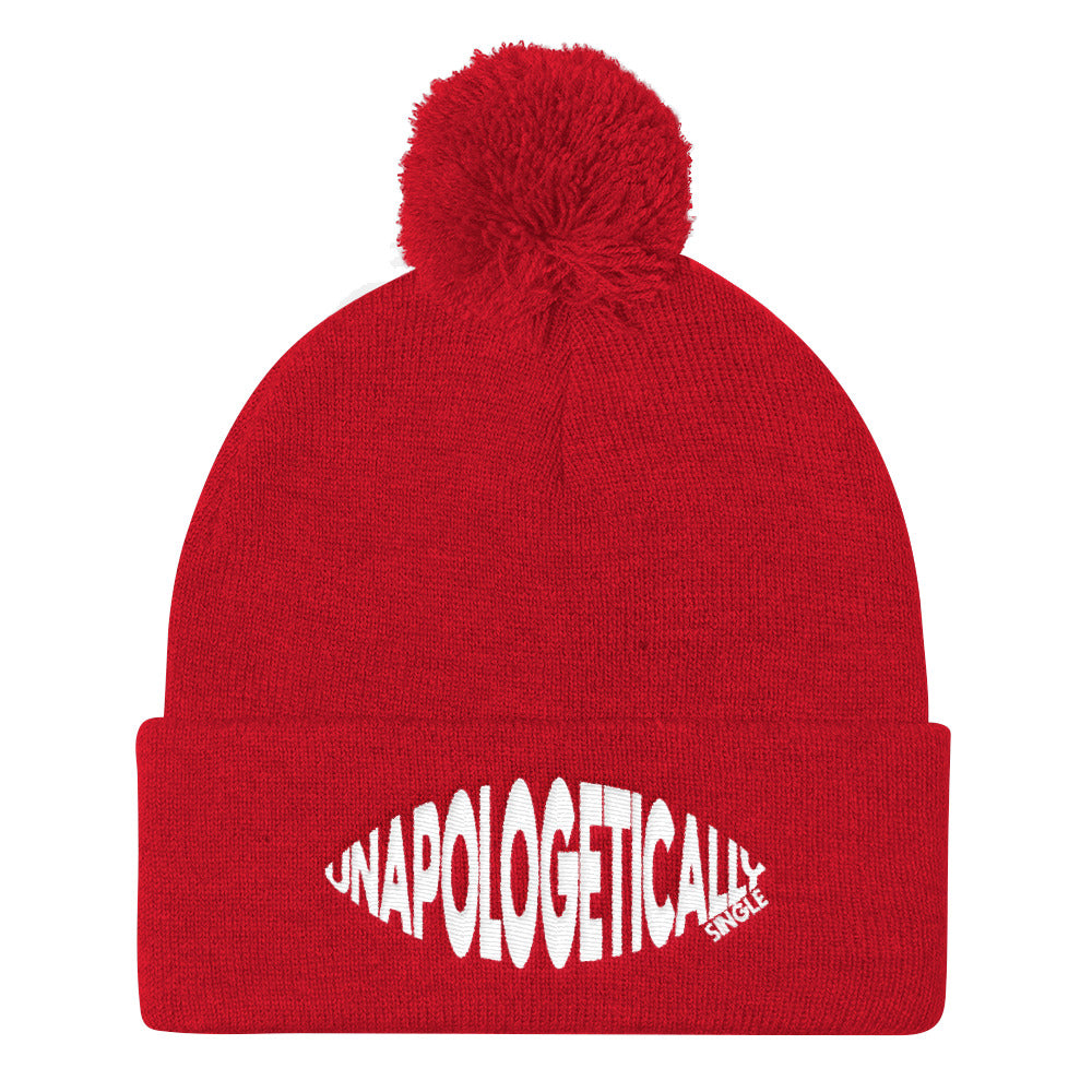 Unapologetically Single Bulging Pom Pom Knit Cap