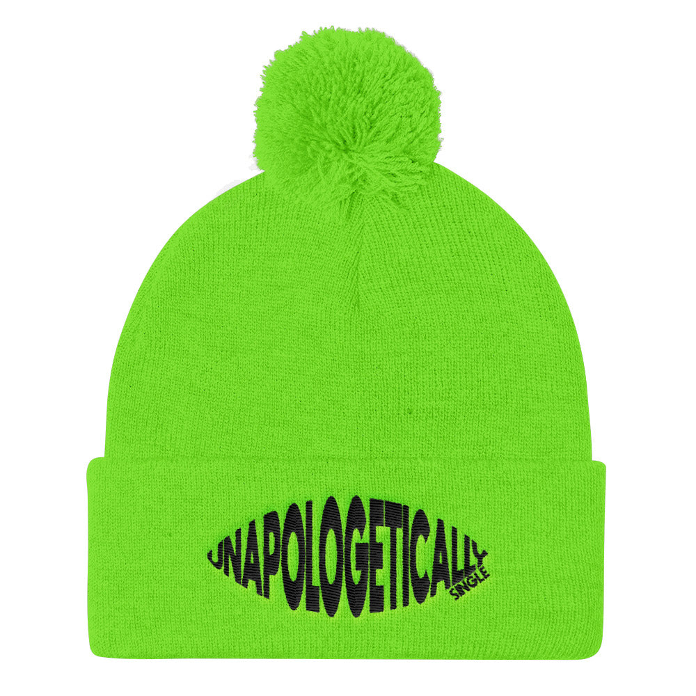 Unapologetically Single Bulging Pom Pom Knit Cap