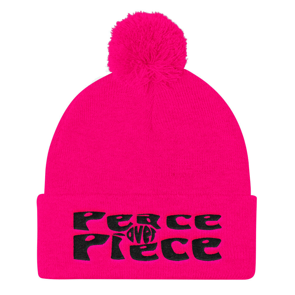 Peace Over Piece Pom Pom Knit Cap