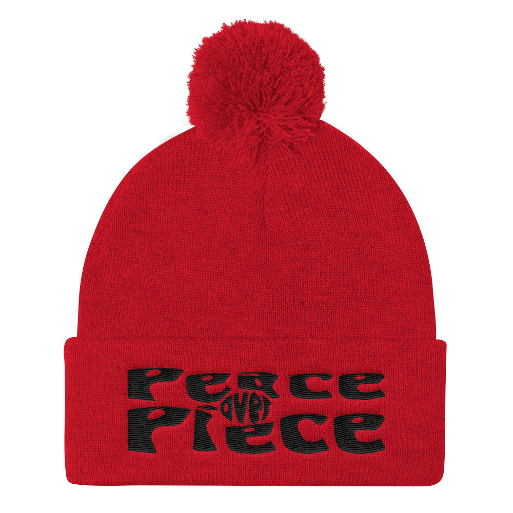 Peace Over Piece Pom Pom Knit Cap