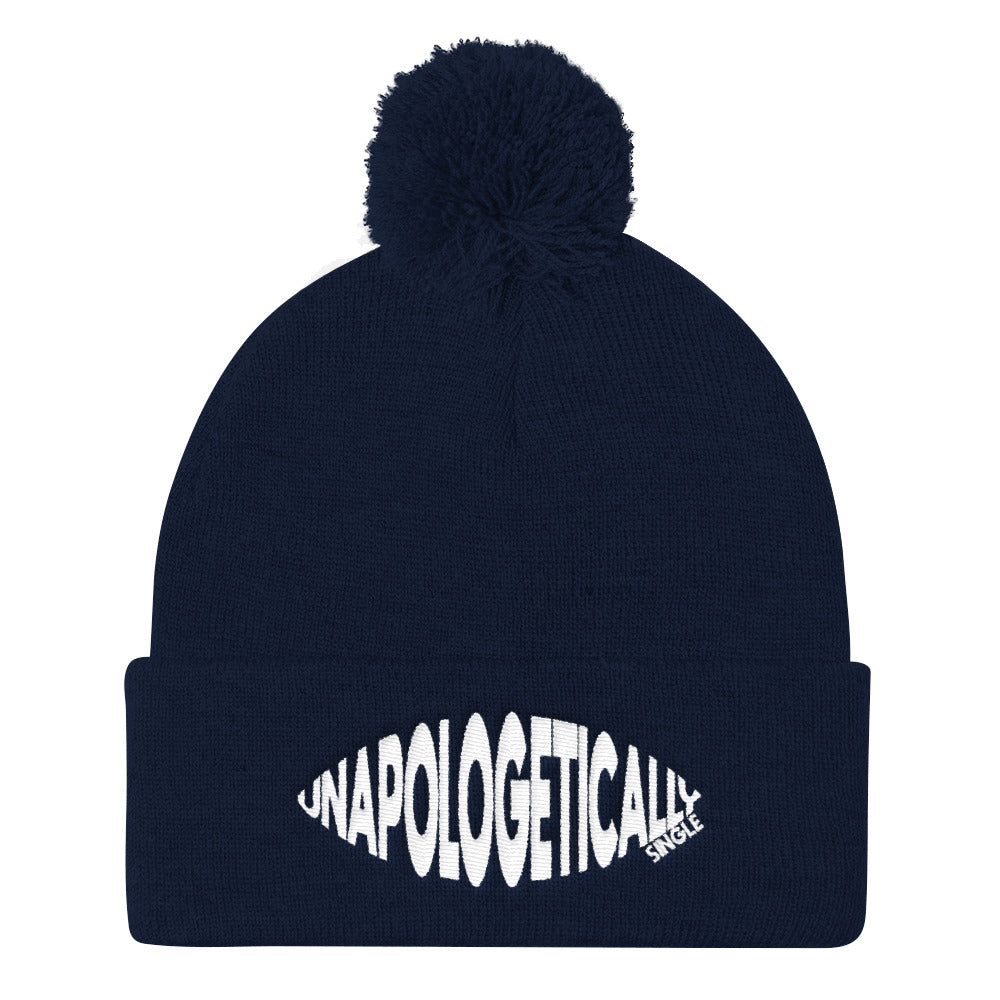 Unapologetically Single Bulging Pom Pom Knit Cap