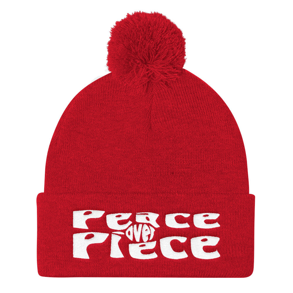 Peace Over Piece Pom Pom Knit Cap