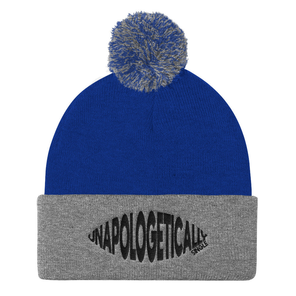 Unapologetically Single Bulging Pom Pom Knit Cap