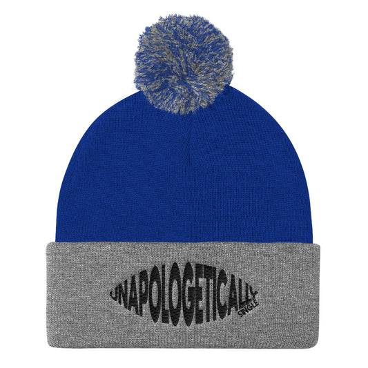 Unapologetically Single Bulging Pom Pom Knit Cap