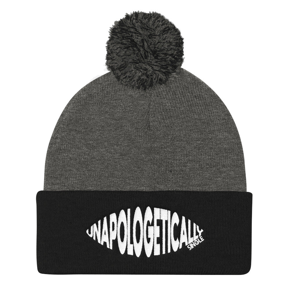 Unapologetically Single Bulging Pom Pom Knit Cap