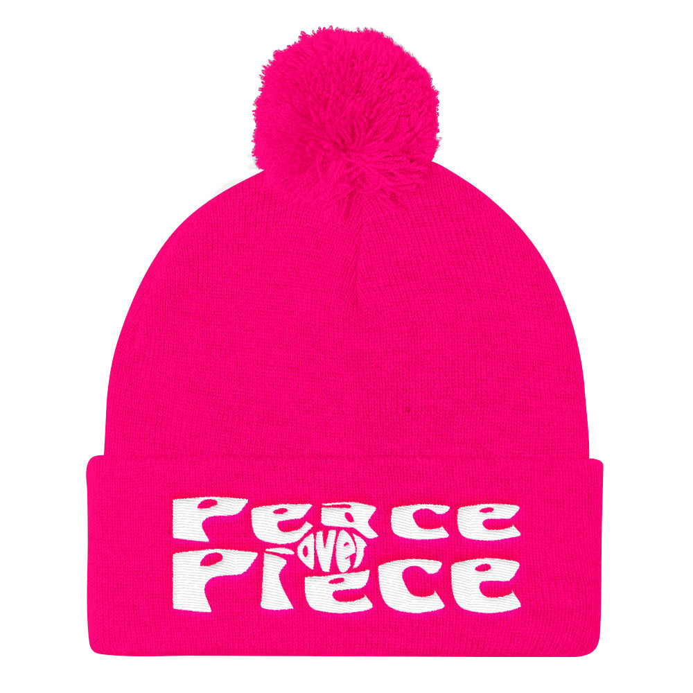 Peace Over Piece Pom Pom Knit Cap