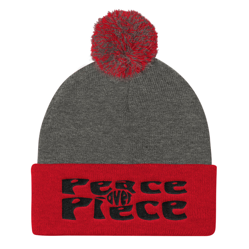 Peace Over Piece Pom Pom Knit Cap