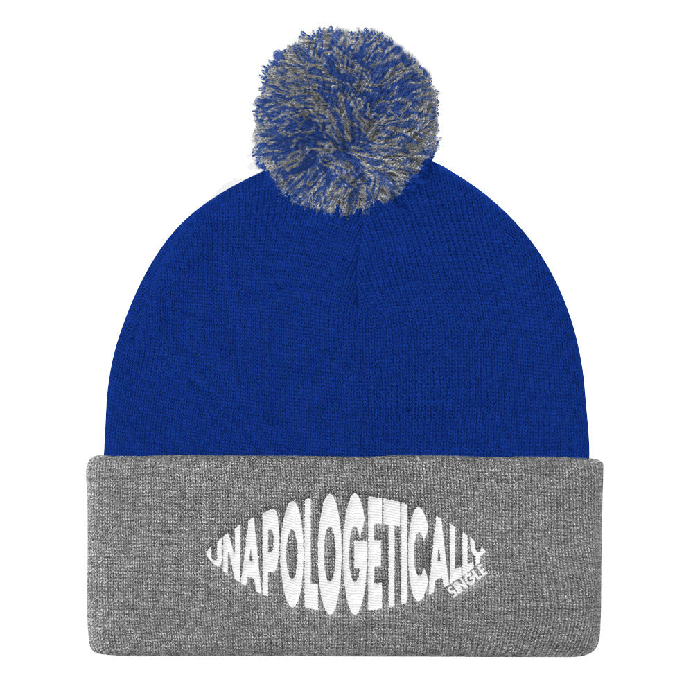 Unapologetically Single Bulging Pom Pom Knit Cap