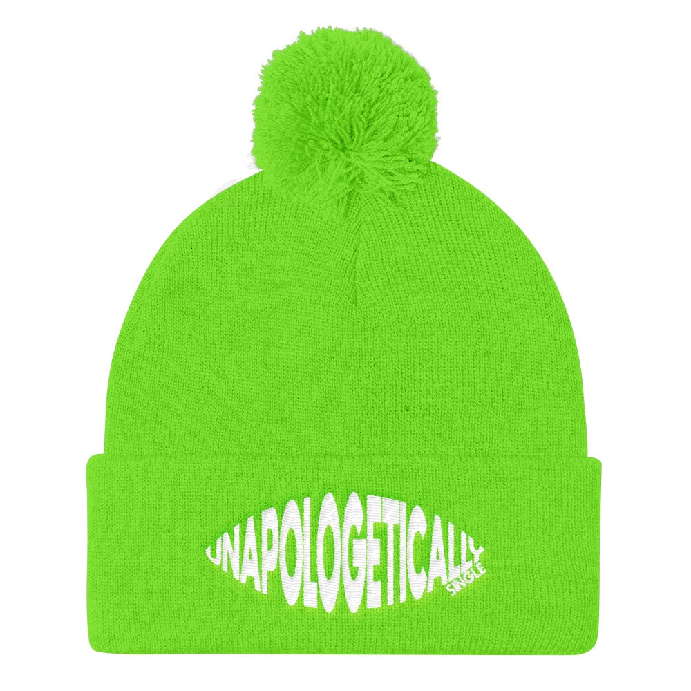 Unapologetically Single Bulging Pom Pom Knit Cap